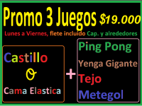 📌promo Castillo O Cama Elstica + Metegol Y/o Yenga Y/o Gigante Y/o Ping Pong Y/o Tejo, (3 Juegos) $19.000 Lun A