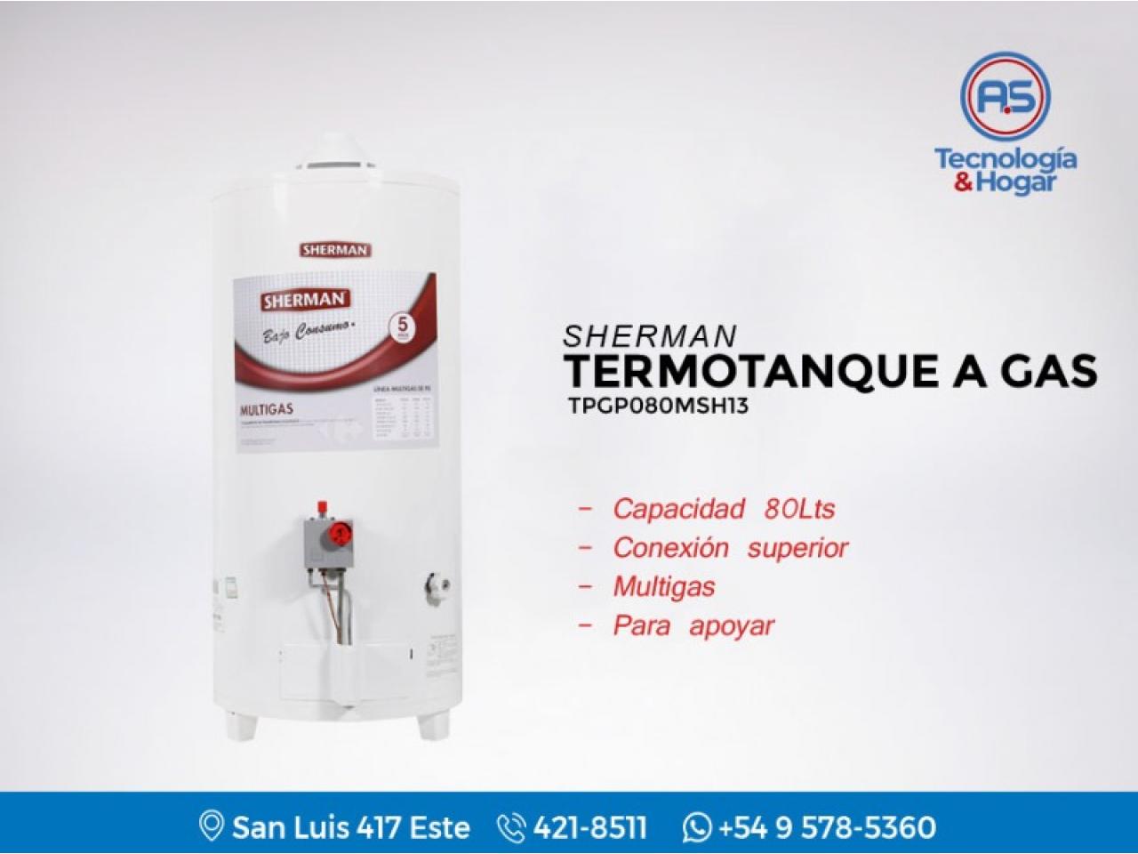 Termotanque A Gas Sherman 80 Litros Tpgp080msh13 Multigas Para