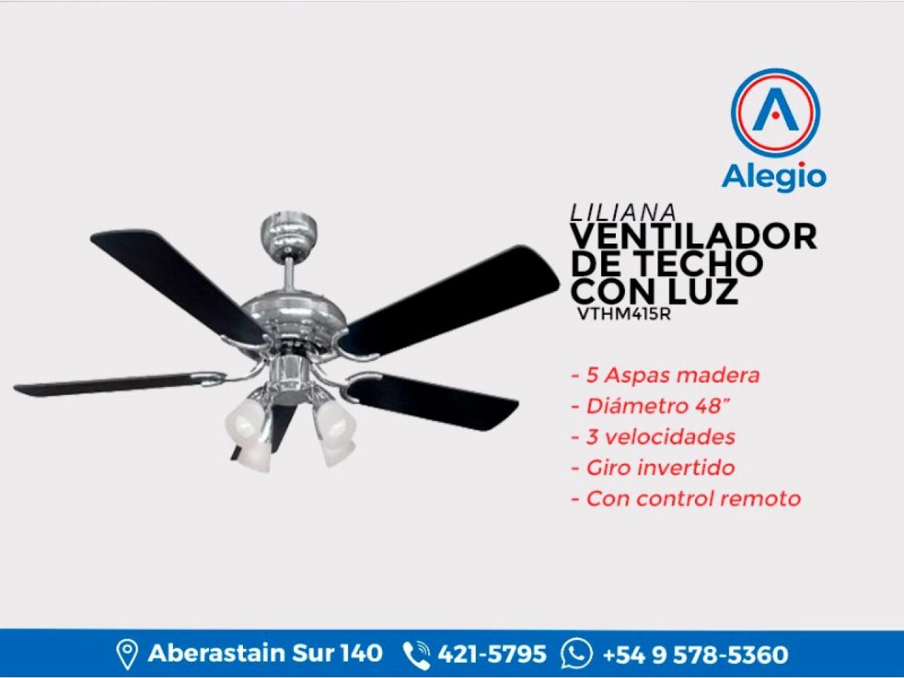 Ventilador de Techo LILIANA VTHM315R 1.20 Madera 80W Con Luz