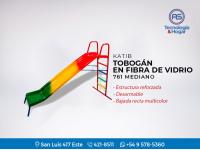Tobogan En Fibra De Vidrio Katib 781 - Tamaño Mediano - Bajada Multicolor - Escalera Metalicas - Desarmable 