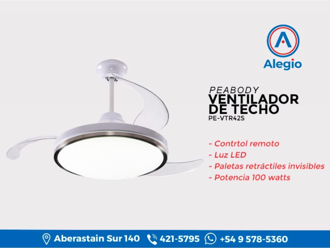 VENTILADOR DE TECHO INTELIGENTE CON PALETAS RETRACTILES Y CONTROL REMOTO  PEABODY