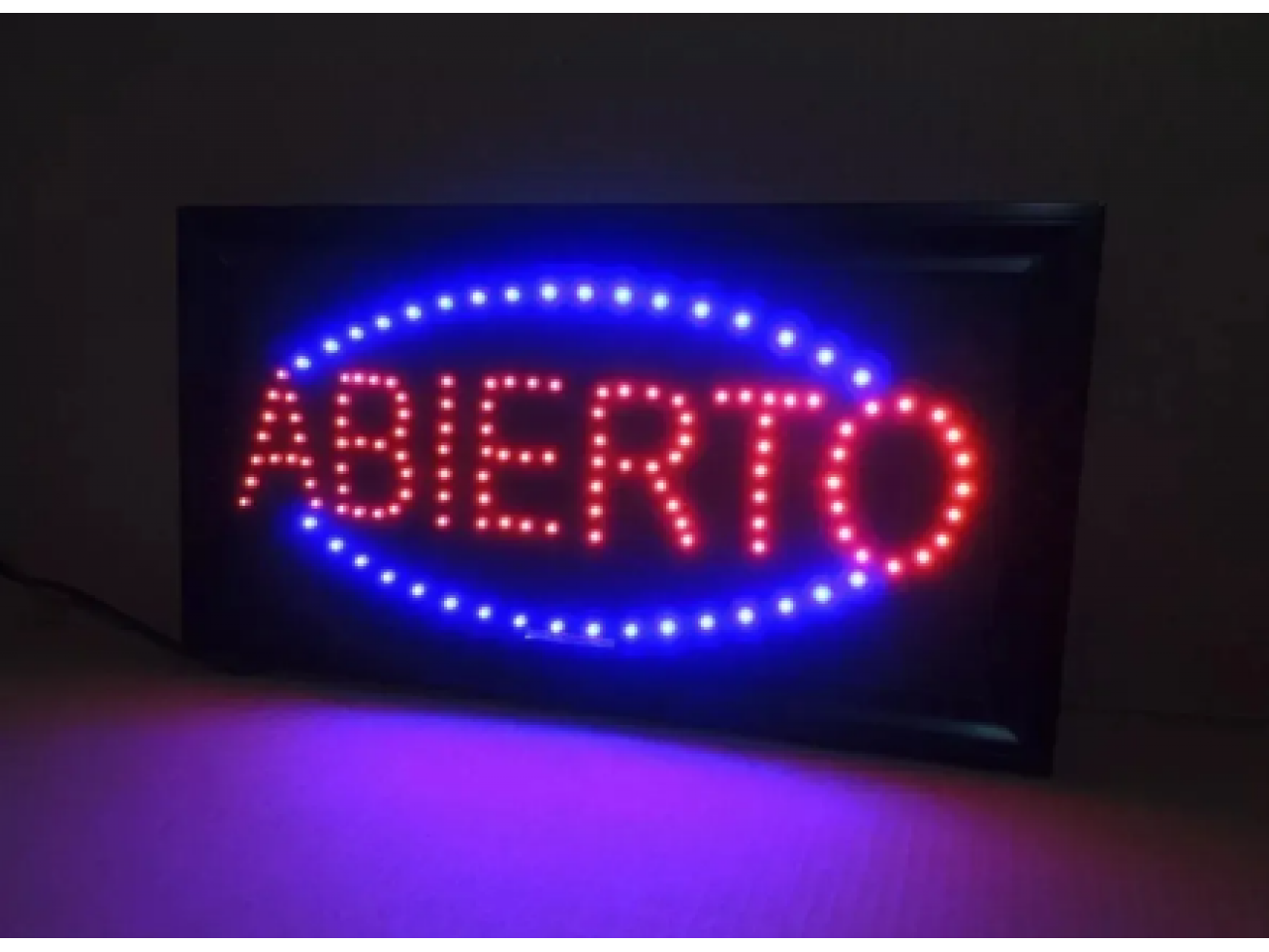 Cartel Led Luminoso Abierto Kiosco 220v Azul Y Rojo