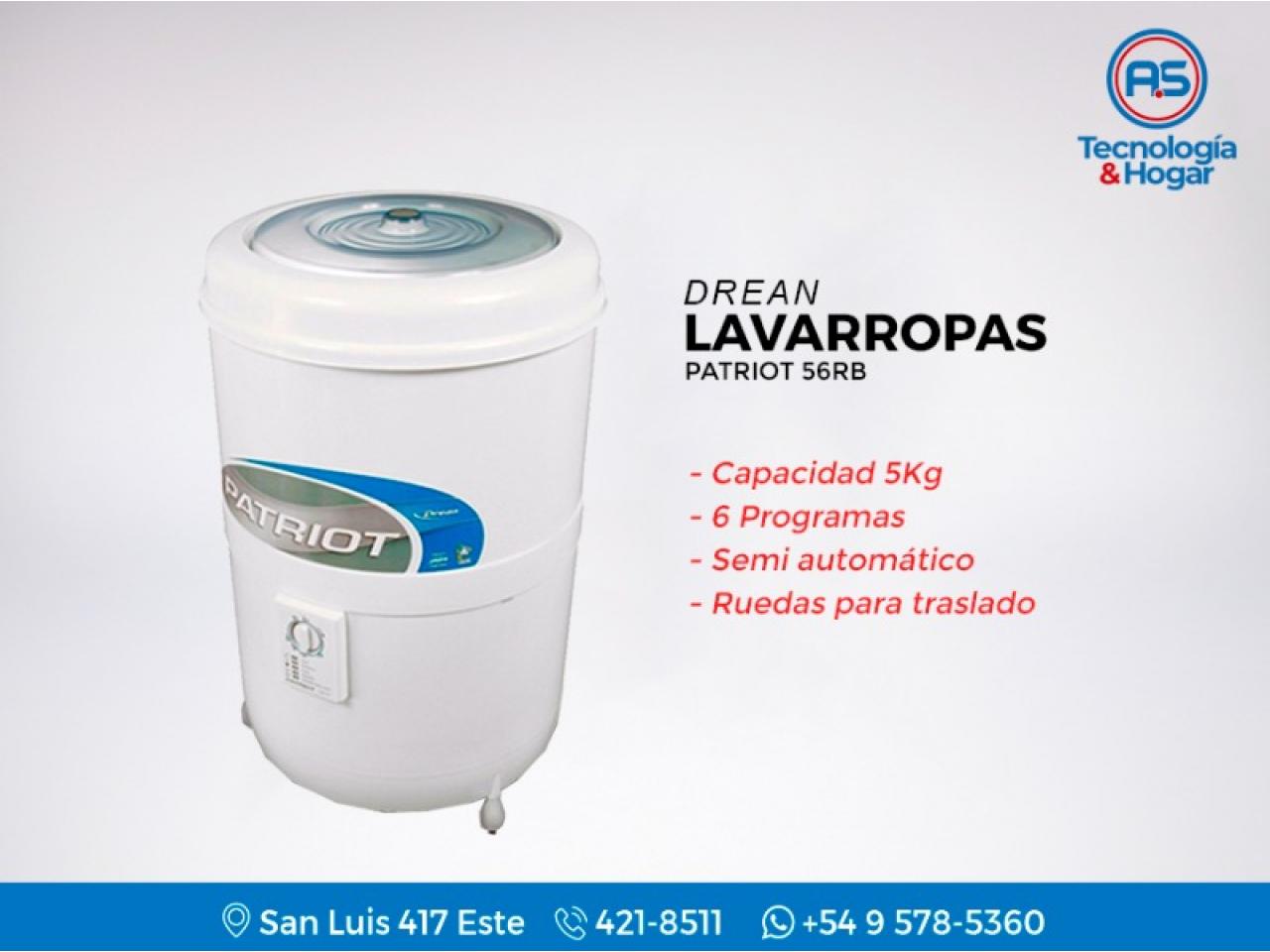 Lavarropas Drean Patriot 56rb - Semi Automatico - 5 Kg - 6 Funciones - Carga Superior - Nuevos Comprá en San Juan