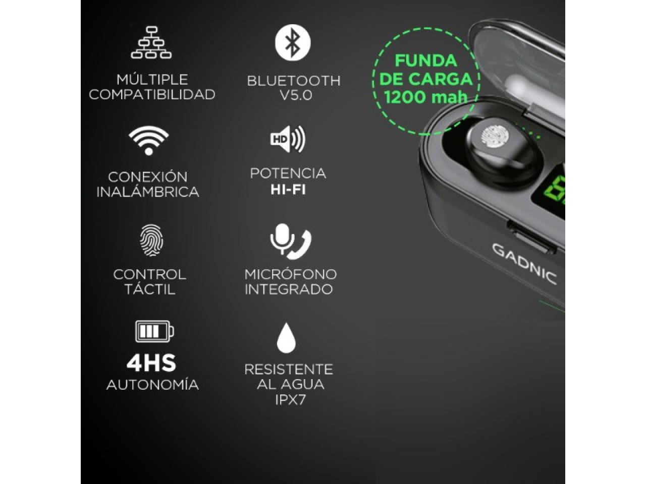 Auriculares Inalambricos Gadnic In-ear SH8 Bluetooth Running Deportes