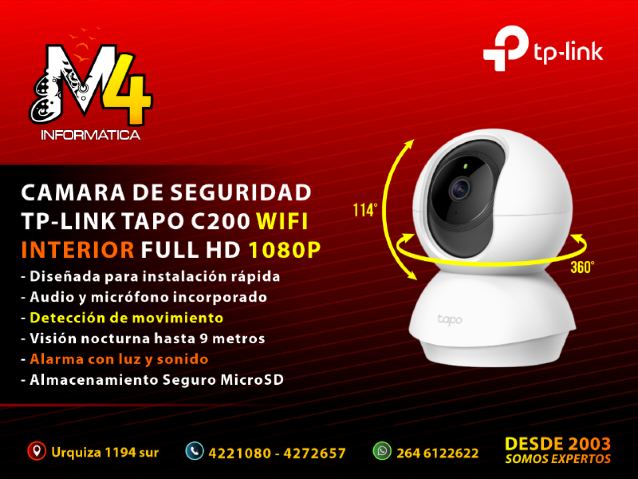 Cámara De Seguridad Tp-link Tapo C200 Wifi Interior Full Hd 1080p - Comprá  en San Juan