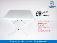 Mesa Plegable Plastica Baja - 60x60x47 Cm -  Descansar 70002 - Tapa Plástica - Patas Plegables De Caño 7/8