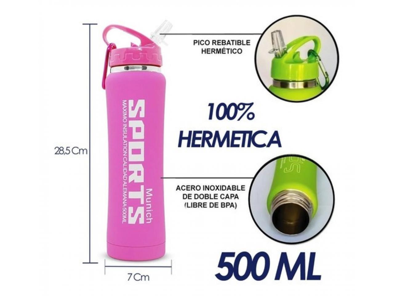 Botella Termica Pico Deportivo Engomado 500ml Acero Inox