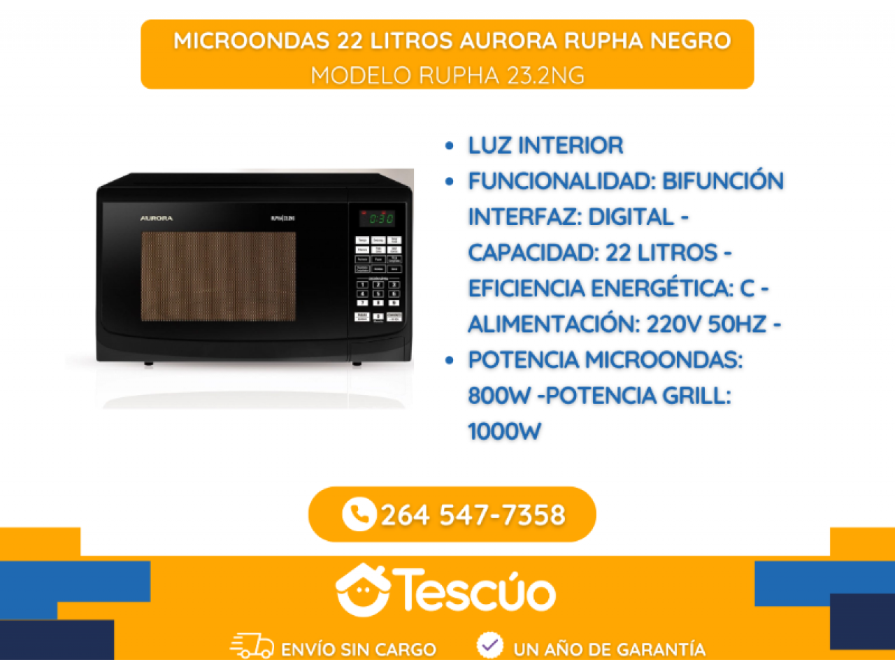 Microondas Daewoo 23 Litros Bifunción D223DG