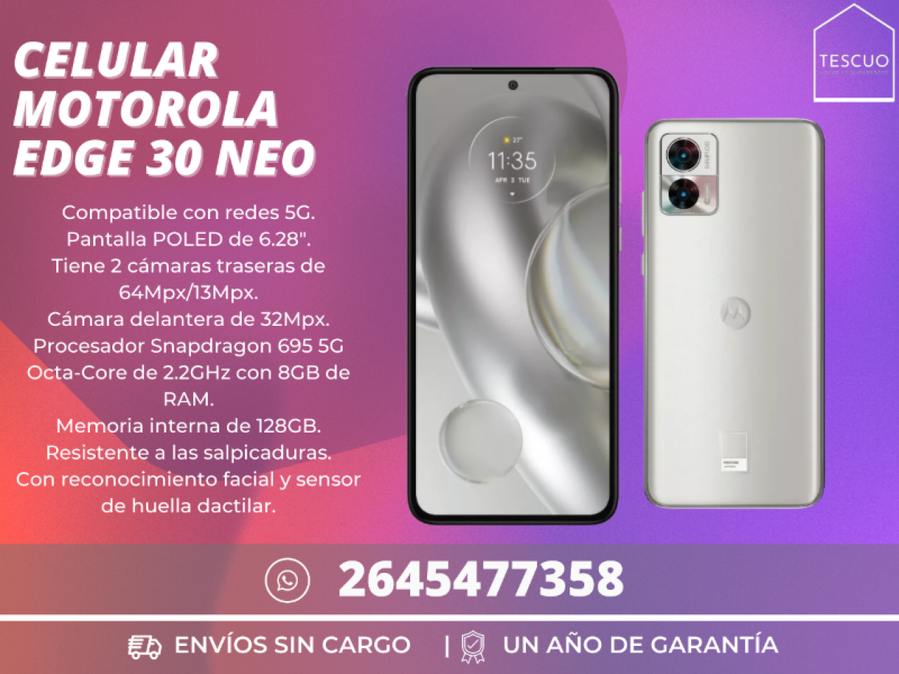 Celular Motorola Edge 30 Neo 5G de 6.28“ 