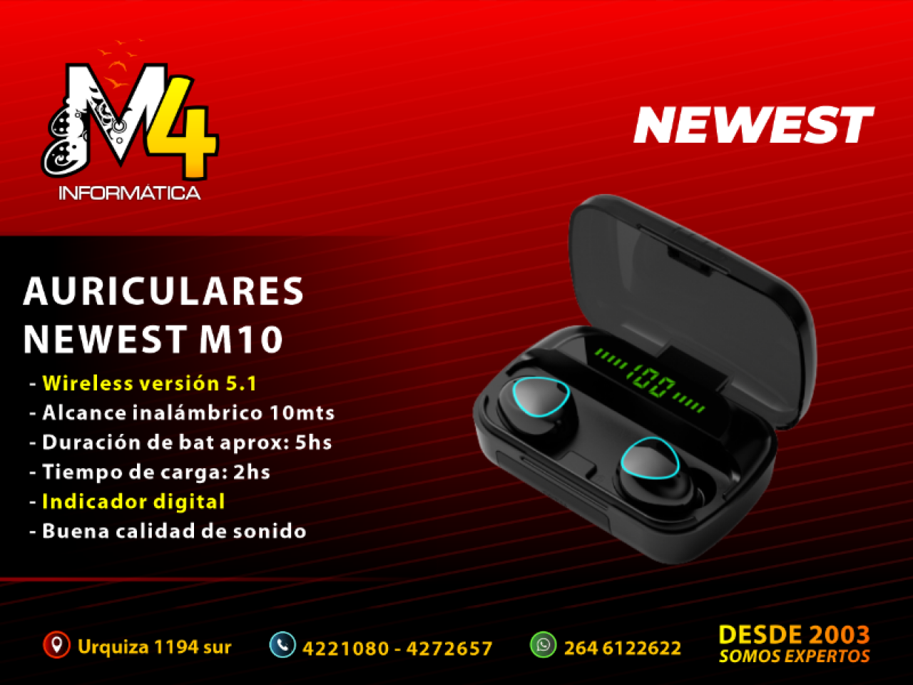 Auriculares Newest M10 - Bluetooth - 5.1 - Con Pantalla - Comprá en San ...