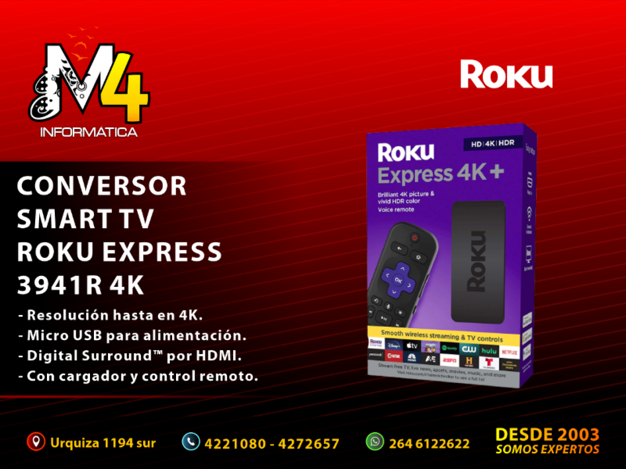Convertidor a Smart TV Roku Express SE