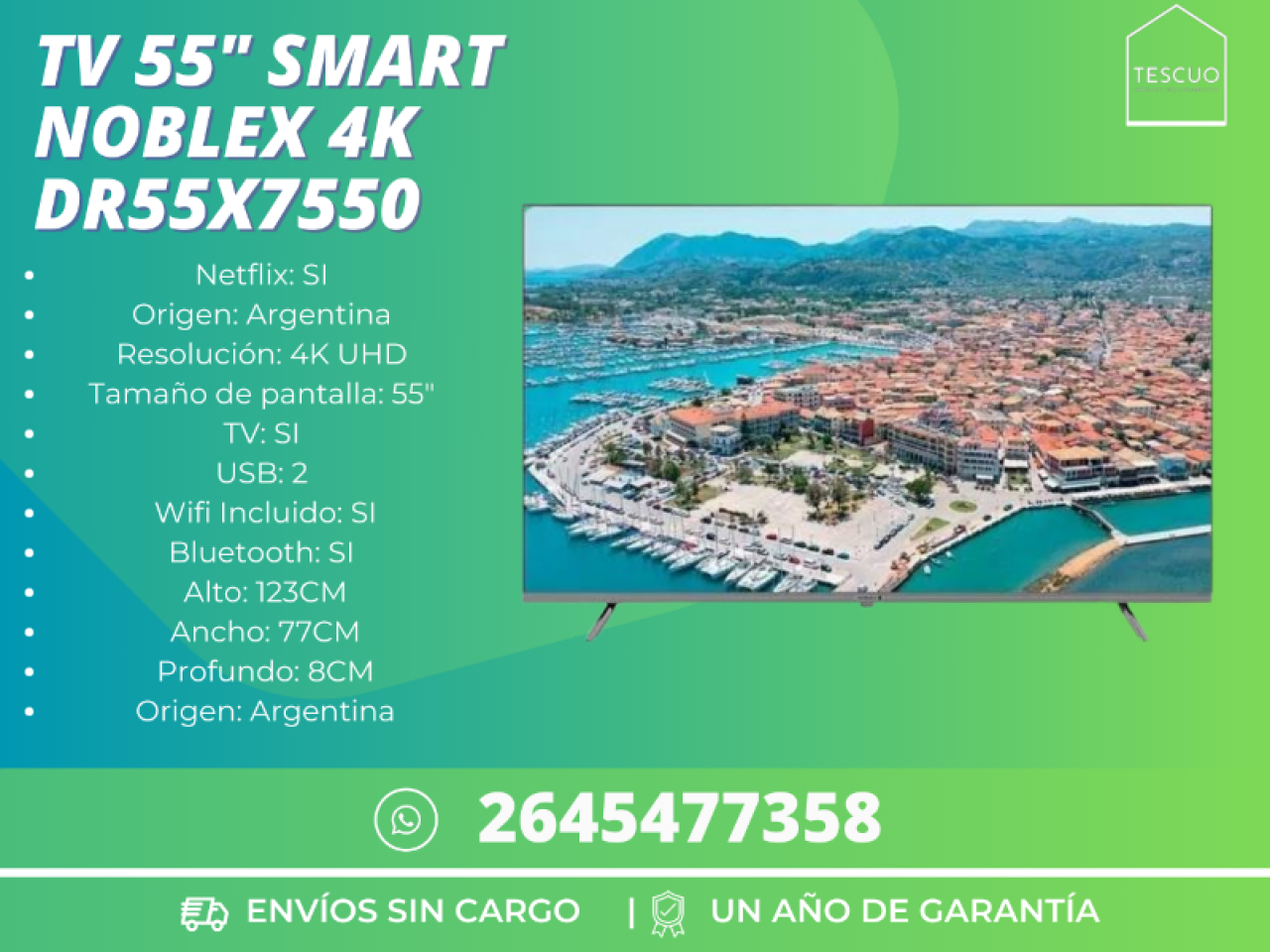 Tv 55 Smart Noblex 4k Dr55x7550- Envio Gratis- 1 Año De Garantia ...