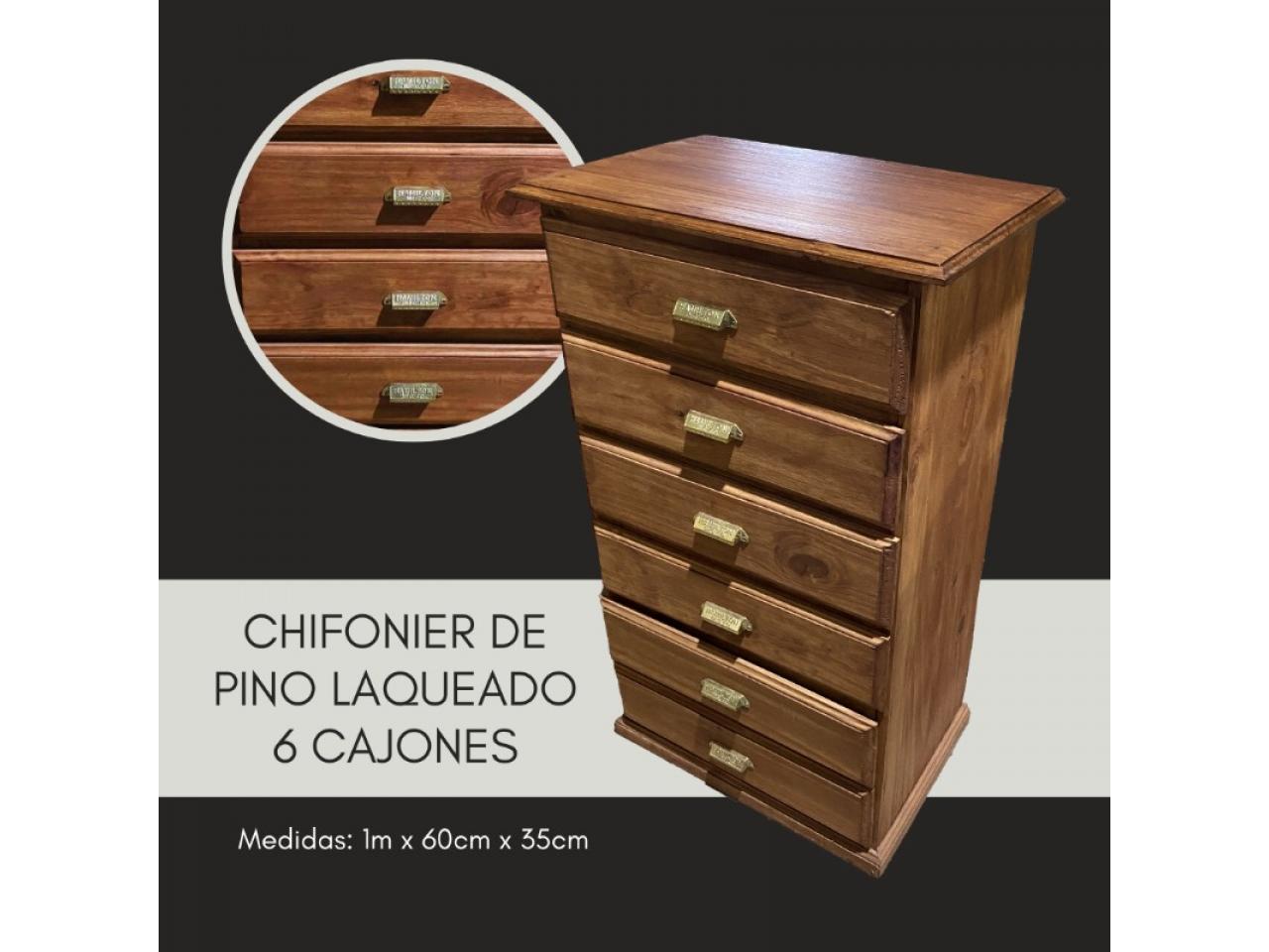 Chifonier Cómoda Cajonera Dormitorio 6 Cajones Laqueada