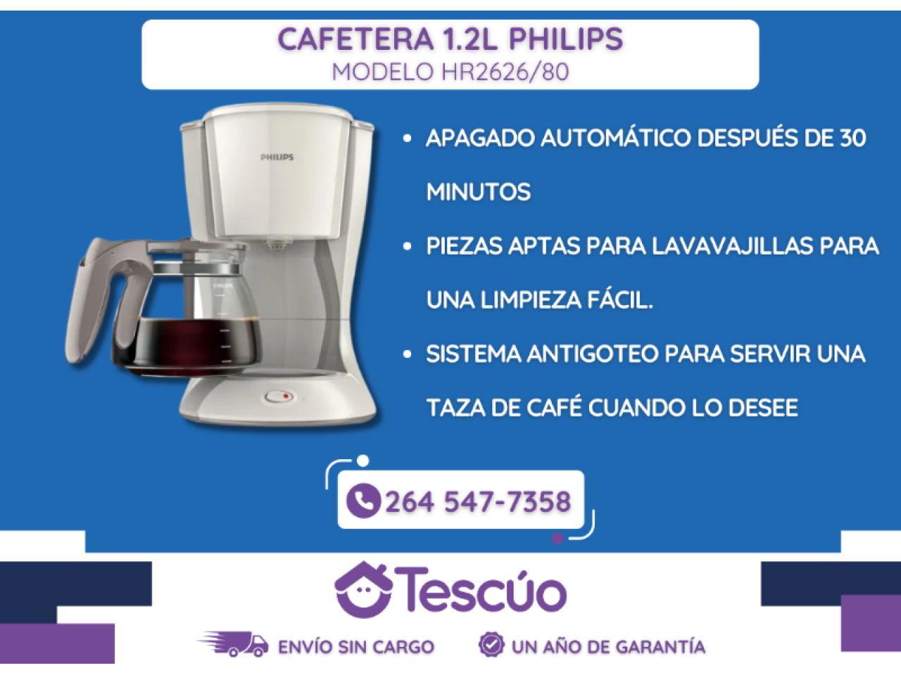Cafe 1.2l Philips Filtro- Envíos Sin Cargo- Un Año De Garantía