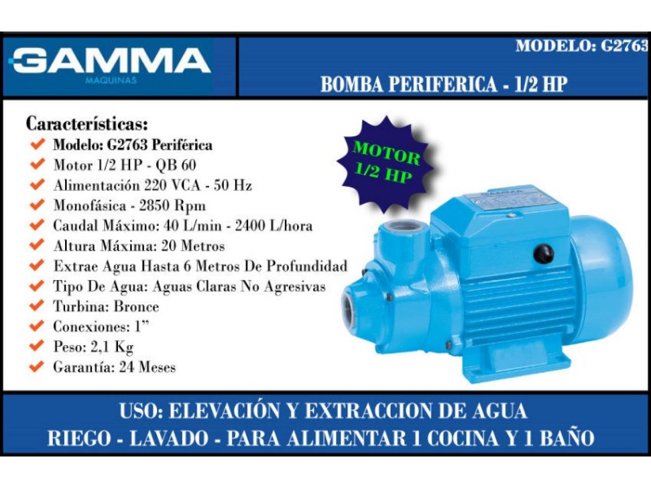 BOMBA DE AGUA PERIFÉRICA GAMMA 1/2HP